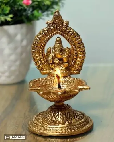 Designer Ganesh Diya Set For Home Office And Temple Aluminium Table Diya