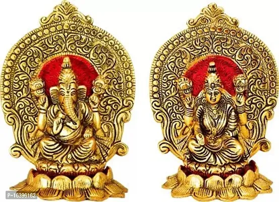 Designer Metal Laxmi Ganesh Idol Murti Idol Sculpture For Home Office And Gifts Decor Decorative Showpiece - 16 Cm-thumb3