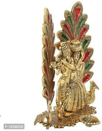 Designer Radha Krishna Idol Statue With Diya Peacock Design Decorative Showpiece Decorative Showpiece - 20 Cm-thumb5