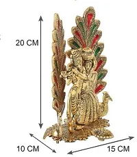 Designer Radha Krishna Idol Statue With Diya Peacock Design Decorative Showpiece Decorative Showpiece - 20 Cm-thumb1