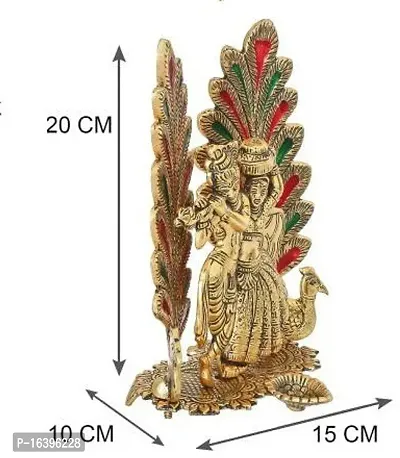 Designer Radha Krishna Idol Statue With Diya Peacock Design Decorative Showpiece Decorative Showpiece - 20 Cm-thumb2