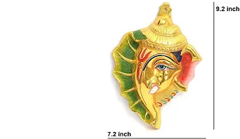 Designer Ganesh On Shankh Colorful Wall Hanging Idol Set Decorative Showpiece - 18 Cm-thumb2