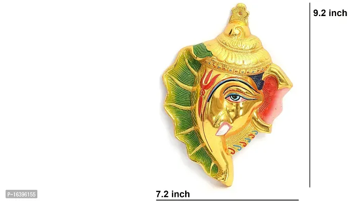 Designer Ganesh On Shankh Colorful Wall Hanging Idol Set Decorative Showpiece - 18 Cm-thumb3