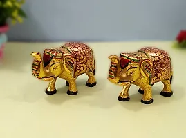 Designer Elephant Colorful Pair Home,Temple,Office Decorative Showpiece - 8 Cm-thumb3