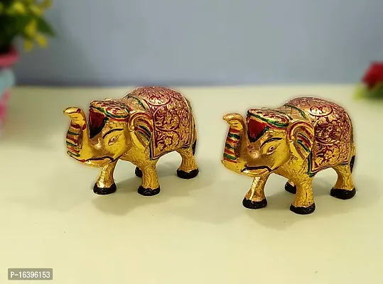 Designer Elephant Colorful Pair Home,Temple,Office Decorative Showpiece - 8 Cm-thumb4