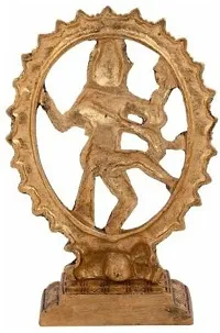 Designer Metal Oval Natraj Statue For Home Decor Gold Plated Dancing Shiva Natraja - Natrajan Murti Decorative Showpiece - 18 Cm-thumb2