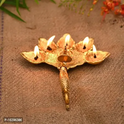 Designer Panchmukhi Aarti Diya For Pooja Table Diya Aluminium Table Diya-thumb4