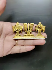 Designer Metal Tirupati Balaji Shankh Chakra Namah Car Dashboard,Office,Religious Idol Decorative Showpiece - 3.8 Cm-thumb2