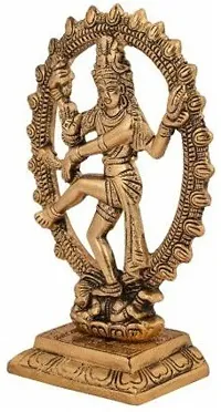 Designer Metal Oval Natraj Statue For Home Decor Gold Plated Dancing Shiva Natraja - Natrajan Murti Decorative Showpiece - 18 Cm-thumb1