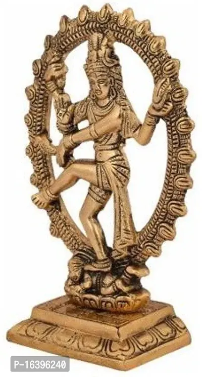 Designer Metal Oval Natraj Statue For Home Decor Gold Plated Dancing Shiva Natraja - Natrajan Murti Decorative Showpiece - 18 Cm-thumb2