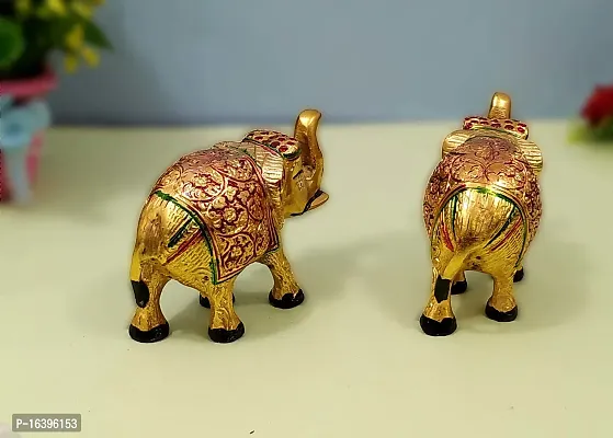 Designer Elephant Colorful Pair Home,Temple,Office Decorative Showpiece - 8 Cm-thumb3