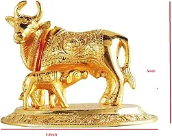 Designer Cow With Calf Idol Metal For Good Luck, Vastu,Fang Shui Item Decorative Showpiece - 13 Cm-thumb1