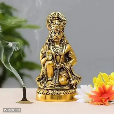 Designer Hanuman Ji Murti- Idol Bajranjbali For Home Office Temple Metal Decorative Showpiece - 15 Cm-thumb0