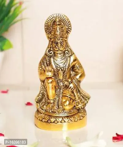 Designer Hanuman Ji Murti- Idol Bajranjbali For Home Office Temple Metal Decorative Showpiece - 15 Cm-thumb2