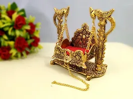 Designer Metal Krishna Jhula, Laddu Gopal Jhula, For Home And Office Jhula Decorative Showpiece - 16.5 Cm-thumb1