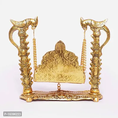 Designer Metal Krishna Jhula, Laddu Gopal Jhula, For Home And Office Jhula Decorative Showpiece - 16.5 Cm-thumb5