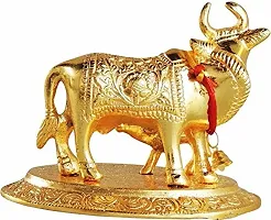 Designer Cow With Calf Idol Metal For Good Luck, Vastu,Fang Shui Item Decorative Showpiece - 13 Cm-thumb2