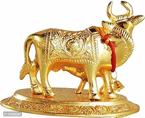 Designer Cow With Calf Idol Metal For Good Luck, Vastu,Fang Shui Item Decorative Showpiece - 13 Cm-thumb3