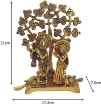 Designer Radha Krishna Idol Standing Under Tree And Playing Flute Metal Statue Decorative Showpiece - 21 Cm-thumb1