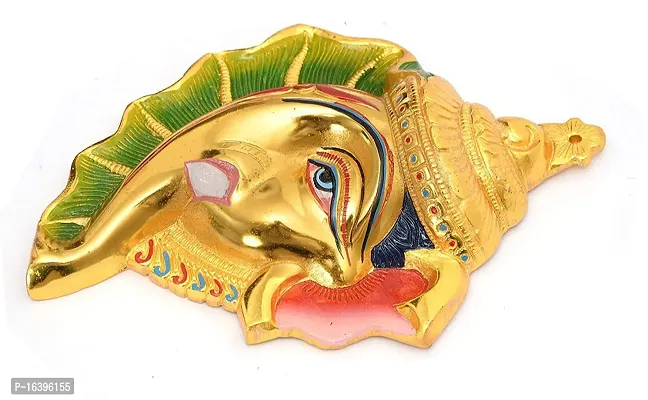 Designer Ganesh On Shankh Colorful Wall Hanging Idol Set Decorative Showpiece - 18 Cm-thumb5