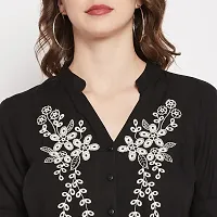 Ruhaans Womens Rayon Embroidered Black and White Shirt-thumb3