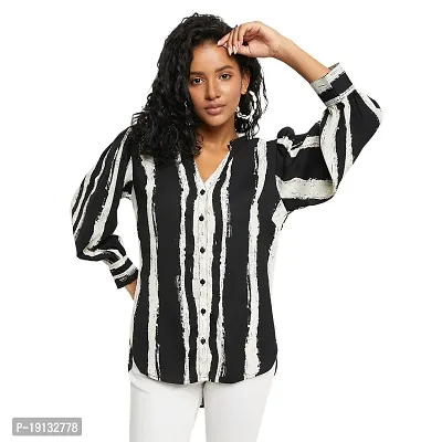 Ruhaans Womens Summercool Stirped Black and White Shirt-thumb0