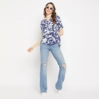 Ruhaans Womens Rayon Tie and Dye Blue and White Shirt-thumb1