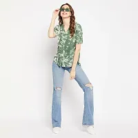 Ruhaans Womens Rayon Tie and Dye Green Shirt-thumb1