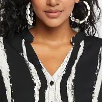 Ruhaans Womens Summercool Stirped Black and White Shirt-thumb3