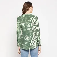 Ruhaans Womens Rayon Tie and Dye Green Shirt-thumb2