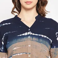 Ruhaans Womens Rayon Tie and Dye Beige and Navy Shirt-thumb3