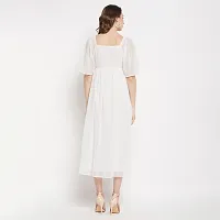 Ruhaans Womens Polychiffon Embroidered With Polyster Lining White Dress-thumb2