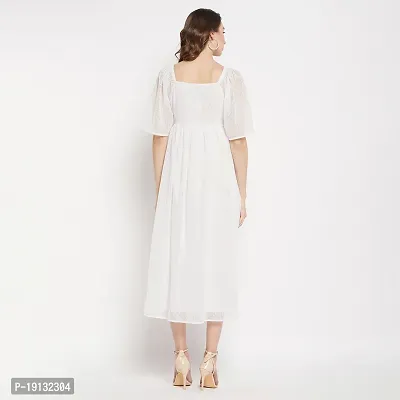Ruhaans Womens Polychiffon Embroidered With Polyster Lining White Dress-thumb3