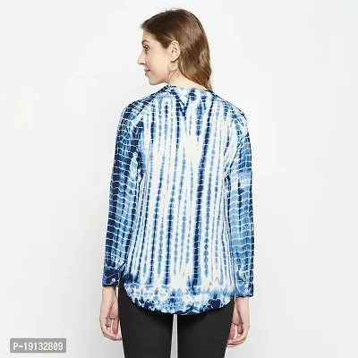 Ruhaans Womens Rayon Tie and Dye Blue Shirt-thumb3