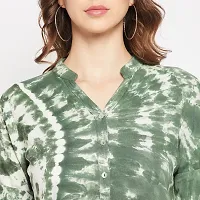 Ruhaans Womens Rayon Tie and Dye Green Shirt-thumb3