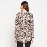 Ruhaans Womens Rayon Animal Print Peach and Black Shirt-thumb2