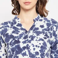 Ruhaans Womens Rayon Tie and Dye Blue and White Shirt-thumb3