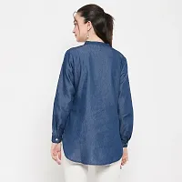 Ruhaans Womens Denim Embroidered Blue Shirt-thumb2