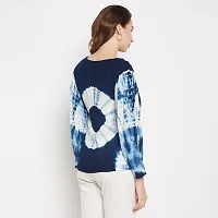 Ruhaans Womens Rayon Tie and Dye Navy Blue and White Top-thumb2