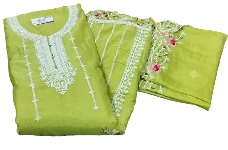 Stylish Organza Embroidered Unstitched Suit