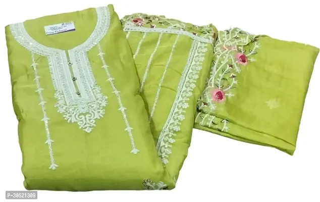 Fancy Women's Multicolor Thread Embroidery Organza Dress Material With Border Lace and Embroidery Work  Organza dupatta-thumb2