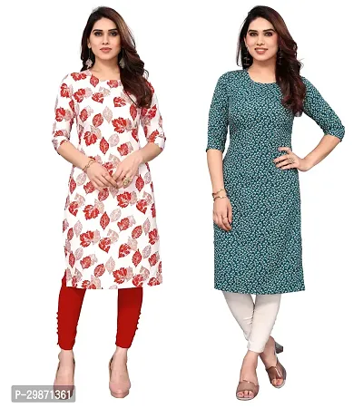 Pretty Crepe Printed Straight Kurta Combo Of 2-thumb0