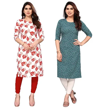 Combo Of 2 Crepe Printed Kurtis