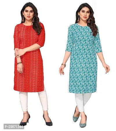 Pretty Crepe Printed Straight Kurta Combo Of 2-thumb0