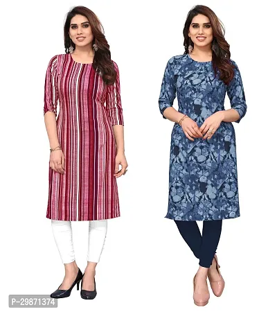 Pretty Crepe Printed Straight Kurta Combo Of 2