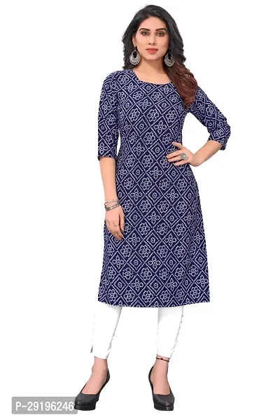 Attractive Grey Printed Crepe Straight Kurta For Women-thumb0