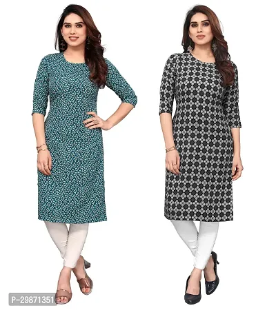 Pretty Crepe Printed Straight Kurta Combo Of 2-thumb0