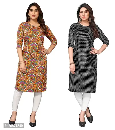 Pretty Crepe Printed Straight Kurta Combo Of 2