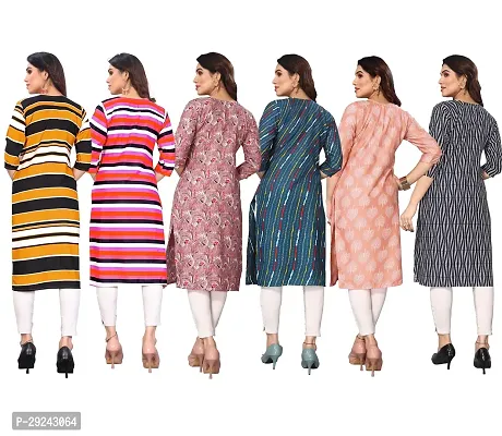 Beautiful Crepe Printed Straight Kurta For Women Pack of 6-thumb2