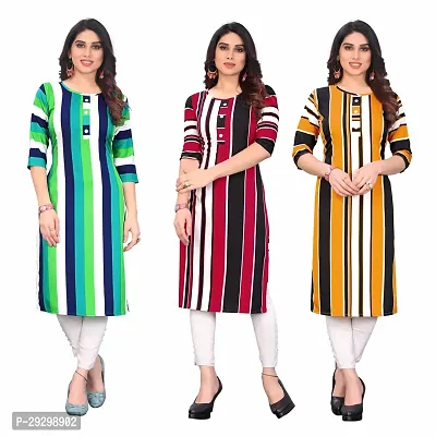 Stylish Multicoloured Crepe Kurta For Women Combo Of 3